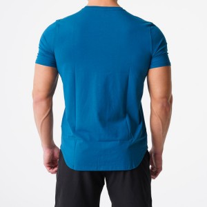 China Factory Sweat Wicking Curve Hem Custom Printing Slim Fit Sports Polyester Blank Men T Shirts