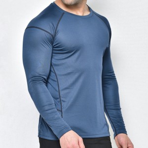 Factory Price Athletic Fitness Clothing Quick Dry Raglan Long Sleeve Plain Gym T Shirts For Men