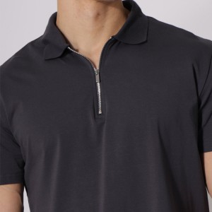 Custom Lightweight Cotton Quarter Zipper Men Workout Sports Blank Polo T Shirts