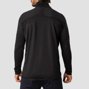 Wholesale Polyester Spandex Custom Long Sleeve Fitness Workout 1/4 Zipper Men Gym T Shirts