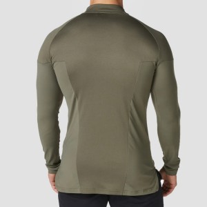 Custom High Quality Athletic Front 1/4 Zipper Long Sleeve Slim Fit Gym T Shirts For Men