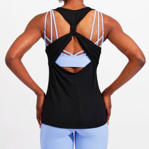 Factory Price Quick Dry Sexy Knot Back Custom Gym Tops Women Plain Sports Tank Top