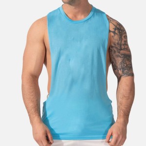 High Quality 95%Cotton 5%Spandex Deep Armhole Custom Plain Men Gym Tank Top