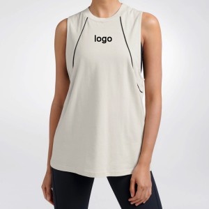 OEM Manufacturer Contrast Piping Racer Back Drop Armhole Women Plain Fitness Tank Top