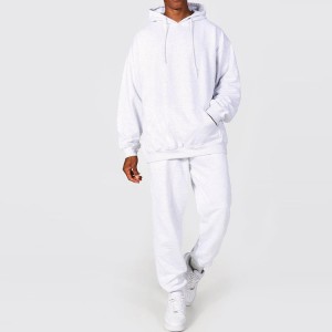 Factory Price Heavyweight 400gsm Oversized White Hoodie Tracksuit Set Custom Printing For Men