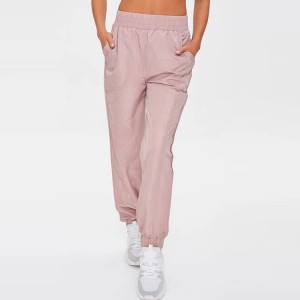 Wholesale Elastic Waist 100%Polyester Athletic Track Pants Side Pockets Gym Joggers For Women