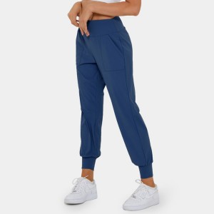 Skinny Polyester Spandex Custom Logo Sweat Pants Elastic Waist Joggers For Women Active Wear