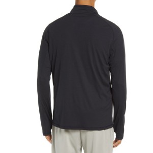 Lightweight Quick Dry Printed Logo Men Quarter Zip Long Sleeve Gym T Shirt With Thumb Hole