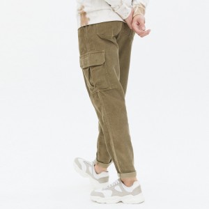 New Trendy Winter Drawstring Waist Velvet Workout Cargo Pants For Men Streetwear
