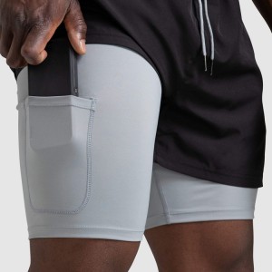 Factory Price Quick Dry Custom Athletic 2 in 1 Running Workout Gym Shorts For Men