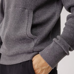 High Quality Custom Logo Men’s Waffle Turtleneck Plain Sweatshirts With Kangaroo Pocket