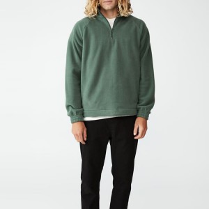 Custom Logo 100% Polyester Quarter Zipper Fleece Plain Sweatshirts For Men