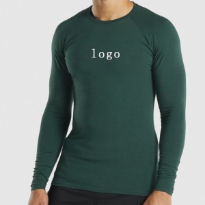 Best Selling Custom Logo Long Sleeve Muscle Training Gym Sport Cotton Compression T Shirts