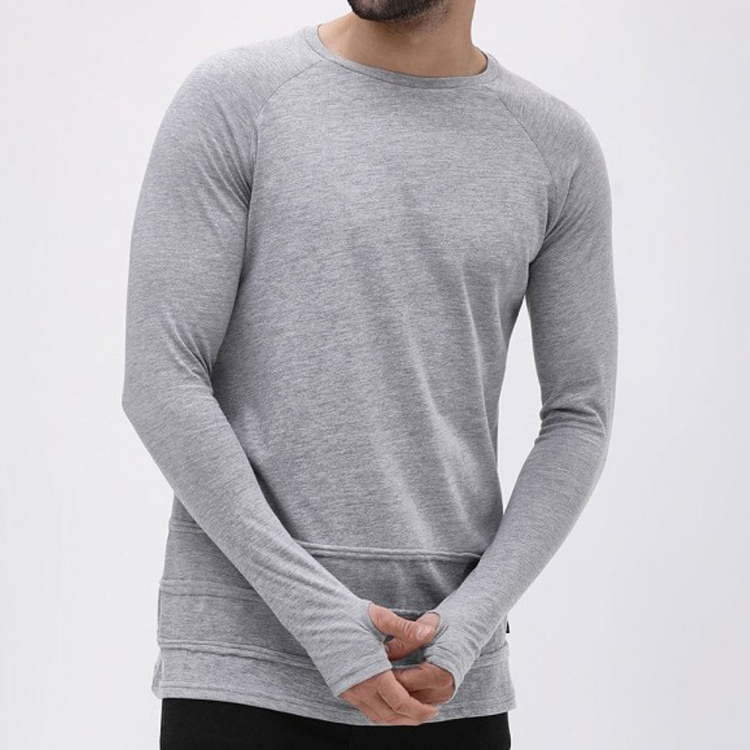 Factory made hot-sale Jogger - Custom Plain An-Pilling Lightweight Cotton Frayed Details Blank Workout Long Sleeve T Shirt For Men – AIKA