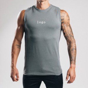Wholesale Sweat Wicking Polyester Custom Muscle Fit Sports Gym Plain Tank Top For Men