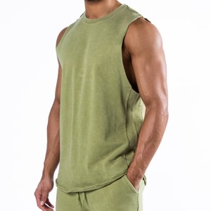 OEM High Quality French Terry Cotton Cut Off Men Custom Plain Fitness Workout Tank Tops