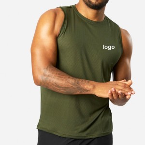 Men Gym Tank Top Custom Mesh Polyester Fabric Sports Singlet