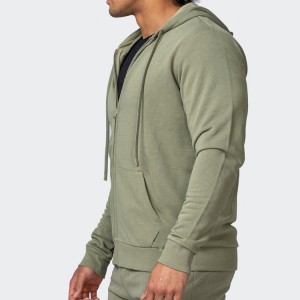 Wholesale French Terry Cotton Custom Printed Plain Full Zip Up Sports Hoodies Jacket For Men