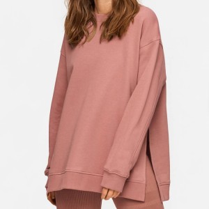Wholesale Custom 100%Cotton Crew Neck Oversized Workout Plain Sweatshirt For Women