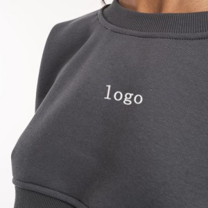 OEM Brand 50%Cotton 50%Polyester Women Crop Crewneck Sweatshirts Custom Logo