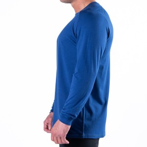 OEM Quick Dry Four Way Stretch Polyester Gym Plain Long Sleeve Men T Shirts Custom Printed