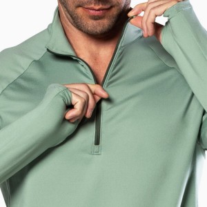 Quarter Zipper T Shirts Custom Reflective Strip Long Sleeve Gym Tops