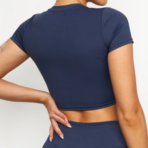 Custom Logo Quick Dry Plain Shorts Sleeve Crop Top Gym T Shirts For Women