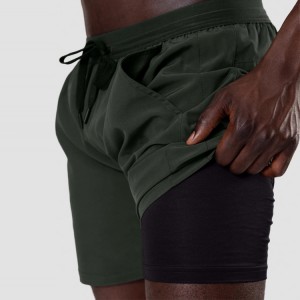 Custom High Quality Active Wear 100% Polyester Sportswear 2 in 1 Gym Sports Shorts For Men