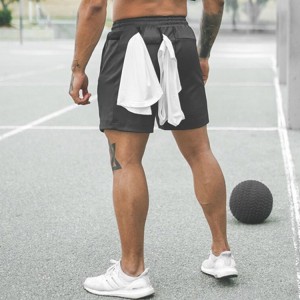 Custom Sweat Wicking Polyester Drawstring Waist Gym Running Shorts For Men