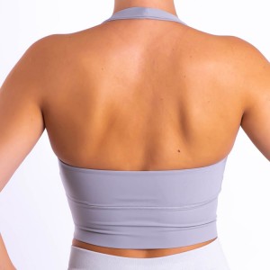 China Factory Custom Sexy Back Halterneck Push Up Yoga Sports Bra For Women