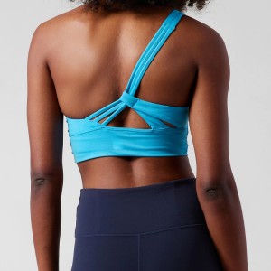 High Stretch Nylon Custom Long Line One Shoulder Sexy Yoga Sports Bra For Women