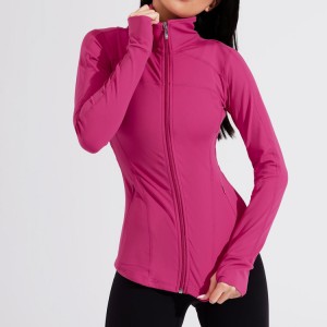 Wholesale Back Hollow Out Custom Slim Fit Full Zipper Workout Gym Jacket For Women