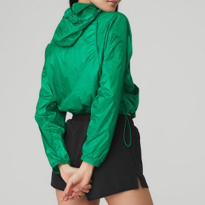 Lightweight Custom Polyester Full Zip Up Sports Gym Crop Windbreaker Jacket For Women