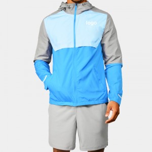 Windbreaker Jacket Full Zip Up Reflective Strip Men Gym Jackets