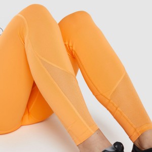 High Waist Mesh Panel No Front Seam Compression Gym Tights Yoga Pants Leggings For Women