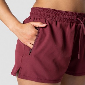 Custom Workout Sports Wear 4 Way Stretchy Wholesale Women’s Zipper Pocket 2 in 1 Athletic Gym Shorts
