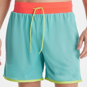 Wholesale Breathable Mesh Fabric Drawstring Waist Contrast Piping Men Athletic Sports Shorts