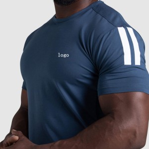 High Quality Curve Bottom Side Split Workout Slim Fit Gym Fitness T Shirts For Men