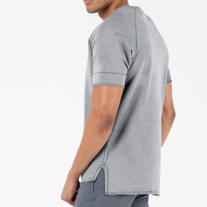 Factory Price Custom Raw Hem Raglan Sleeve Plain Cotton Gym T Shirt For Men
