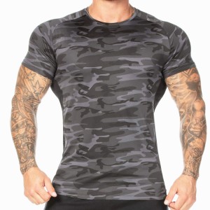 Camouflage T Shirts Custom Muscle Fitted Gym Sports Tops For Men