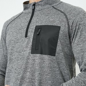 Custom Eco-friendly Quick Dry Fabric Half Zipper Men Plain Long Sleeve Gym T Shirts With Thumb Hole