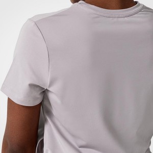 High Quality Sweat Wicking Split Hem Polyester Gym Sports T Shirts Custom Printing For Women