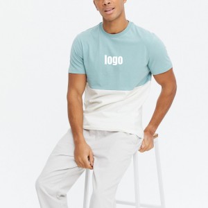 Hot Sales Workout Wear 95% cotton 5% spandex Men Color Block Shorts Sleeve Blank Fitness T Shirt