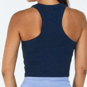 China Manufacturer Workout Sports Ribbed Crop Tops Women Fitness Plain Tank Top