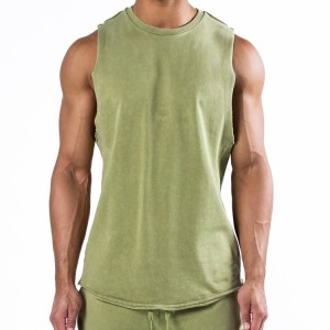 OEM High Quality French Terry Cotton Cut Off Men Custom Plain Fitness Workout Tank Tops