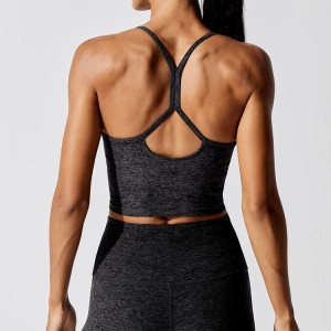 Wholesale Sports Fitness Wear Ladies Slim Racer Back Women Blank Marl Grey Crop Gym Tank Top