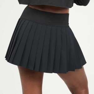 Wholesale Four Way Stretch Custom Logo High Waist Pleated Tennis Skirts With Lining For Women