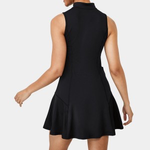 Custom Golf Tennis Dress Quick Dry Half-Zip Side Pocket Flared Tennis Skirts For Women