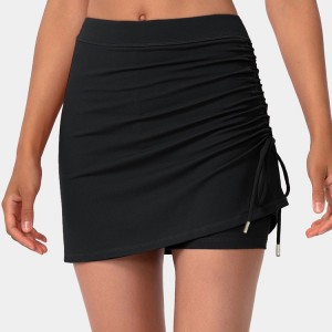 Custom High Quality Polyester Women Golf Skort Side Drawstring Plain Tennis Skirts