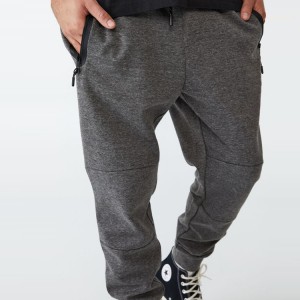 Custom Embroidery Logo Tech Track Pants Mens Sweat Jogger Pants With Zipper Pocket